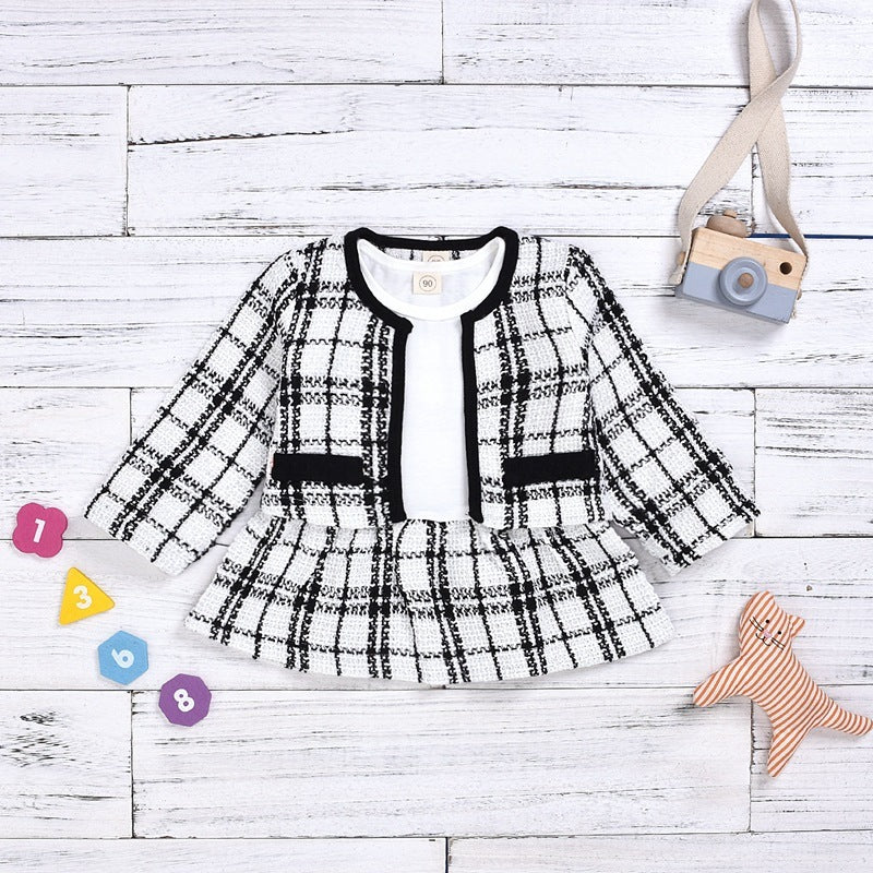 Girls Long-sleeved Two-piece Dress: 6m-5y