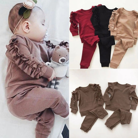 Baby Girls Ruffle Jumper 2Pcs Outfit