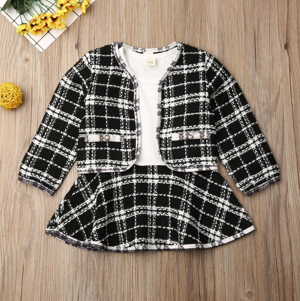 Girls Long-sleeved Two-piece Dress: 6m-5y