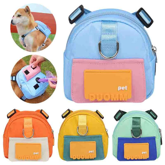 Large-capacity Multifunction Dog Snack Storage Backpack and Adjustable Harness